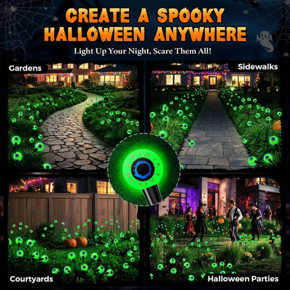 Luminoak Solar Eyeball Garden Lights – Portable Outdoor Halloween Display for Lawn, Patio and Camping