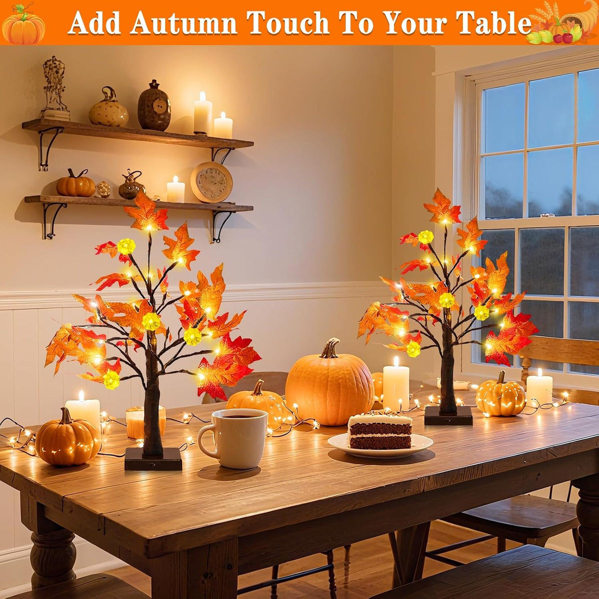 TURNMEON Flameless Fall Maple Tree – Smoke-Free Decor Safe Around Kids and Pets