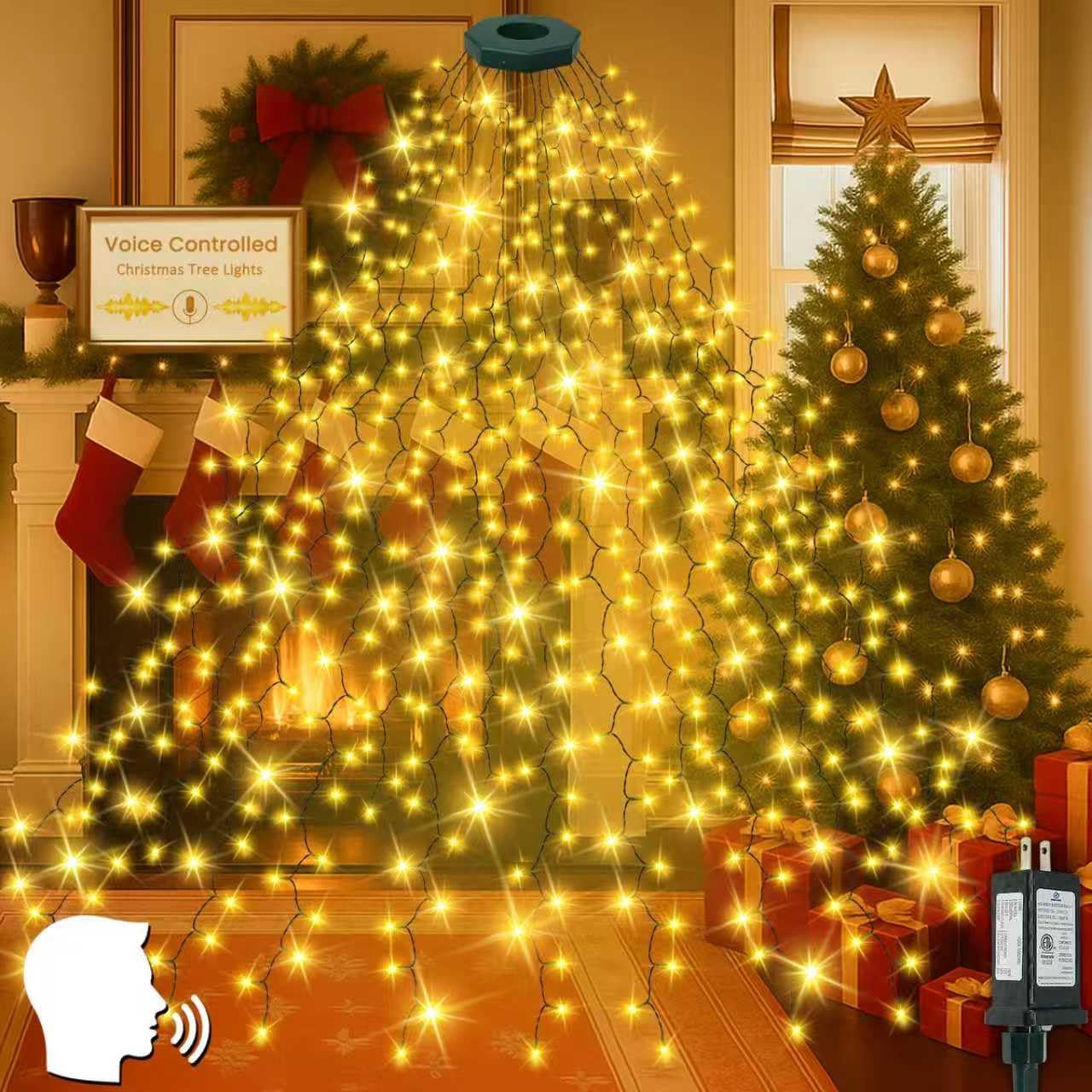 480 leds distributed across 16 cascading strands, each 7.9 feet long, designed for 7-9 ft trees