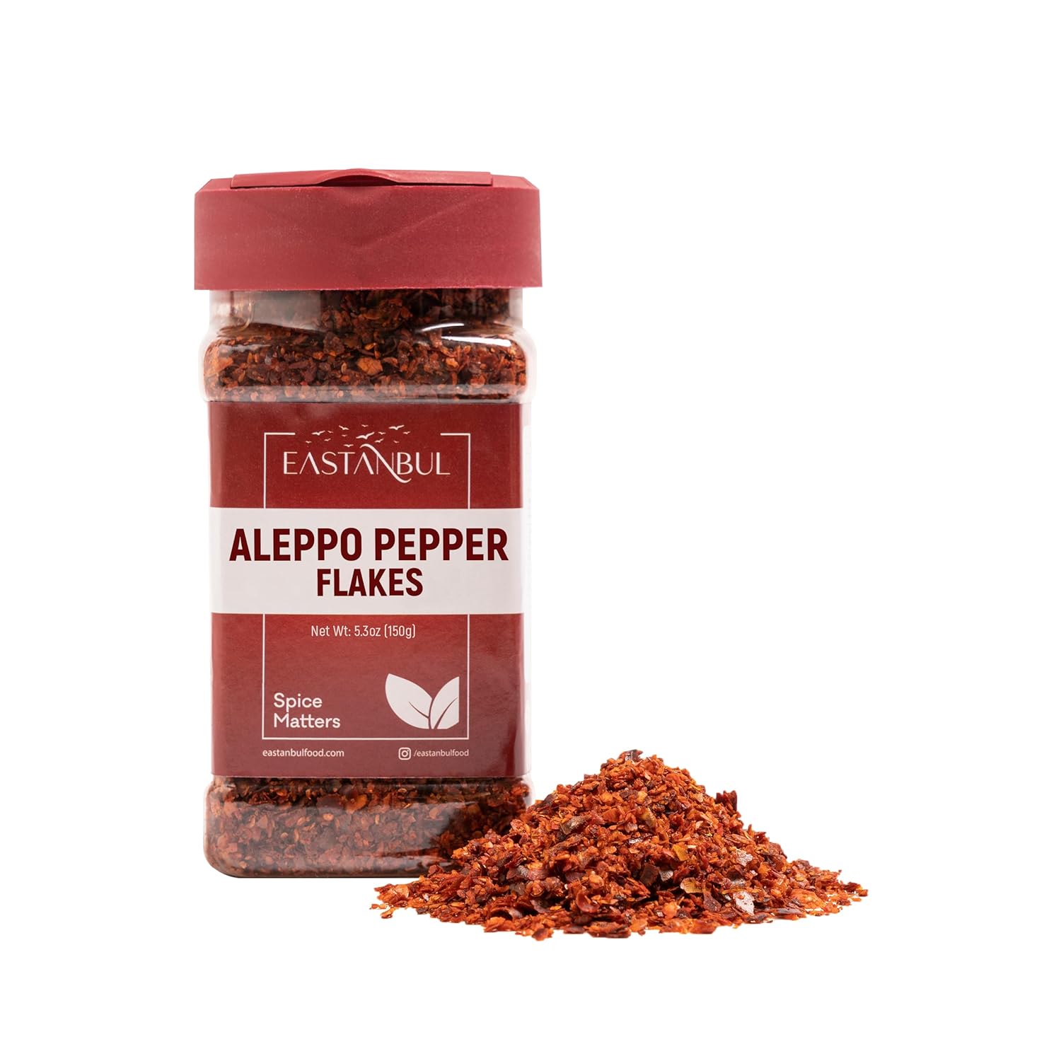 5.3oz resealable container of crushed aleppo pepper flakes (pul biber) imported from turkey
