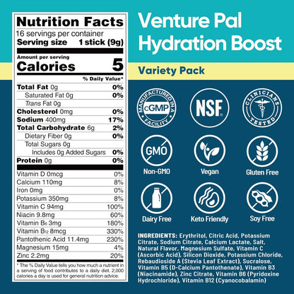 5 added vitamins (b3, b5, b6, b12, c) for energy and recovery support