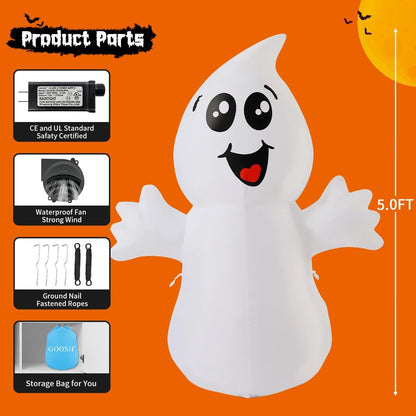 GOOSH 5 FT Inflatable Halloween Ghost – Thoughtful Holiday Gift for Hosts & Halloween Lovers