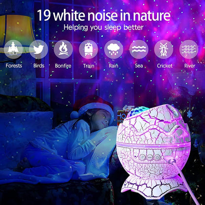 5-meter remote control and removable shell that converts the projector into a warm night light