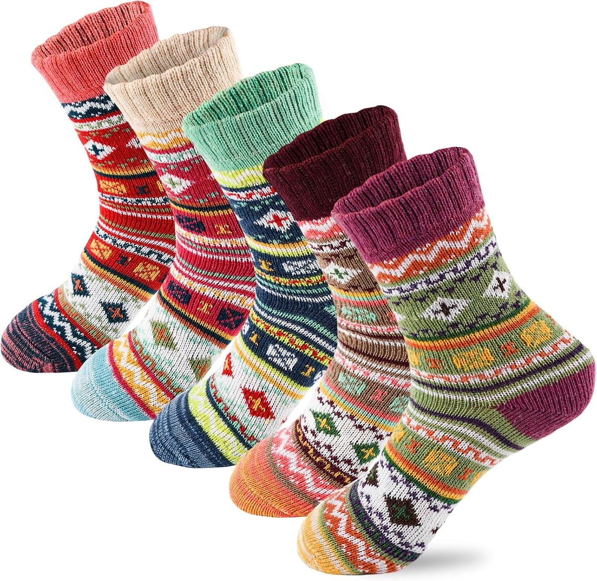 5-pair value pack with 7 available multicolor pattern variants