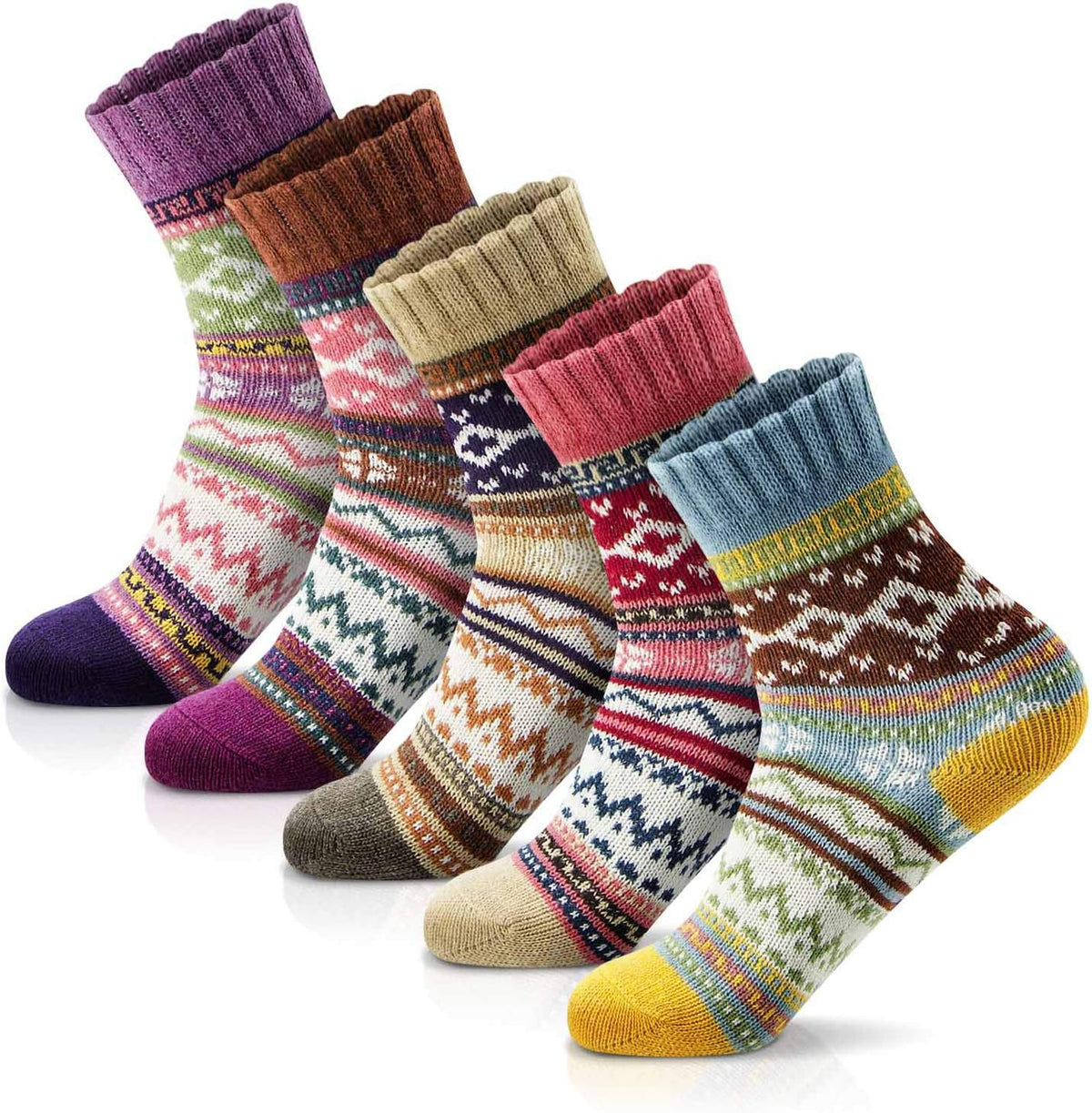 5 pairs of crew socks packed in a decorative gift box