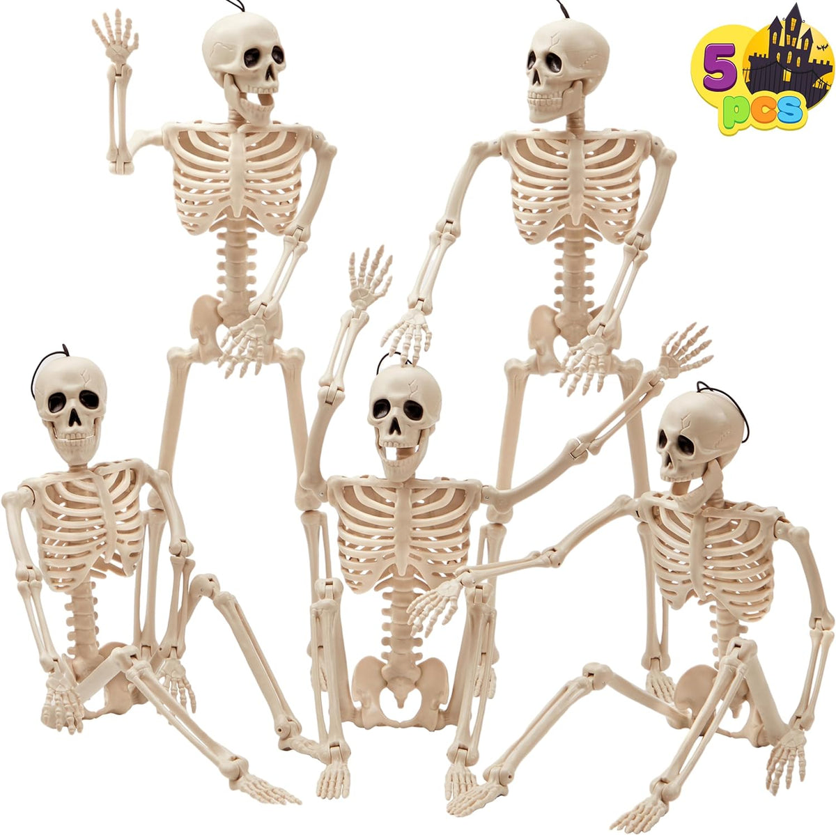 5-piece value pack of 16-inch posable skeletons