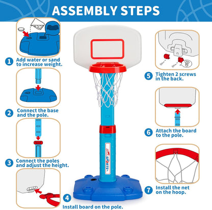 Basketball Hoop for Kids Ages 2-6 – Versatile Patio and Backyard Toy, 4 Color Options for Boys and Girls