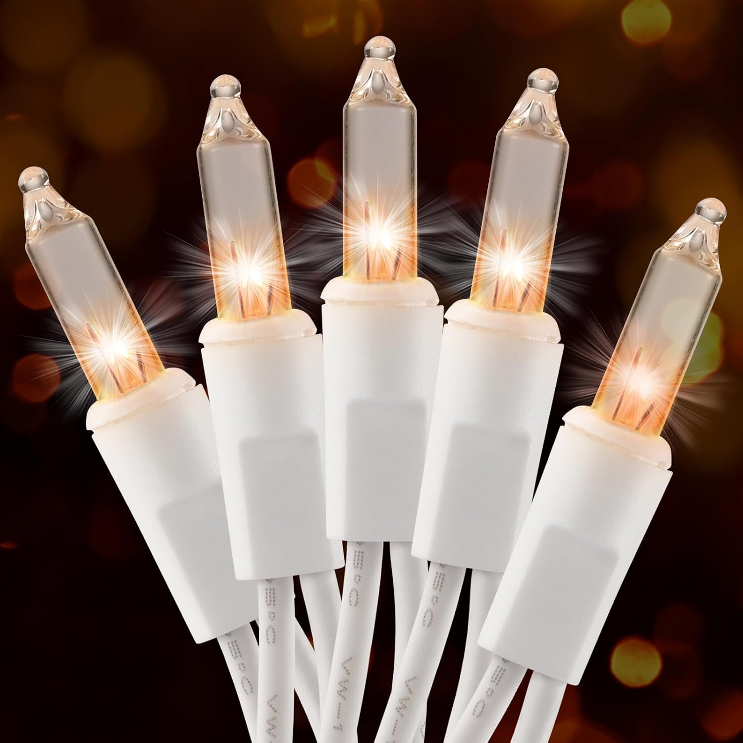 50 incandescent mini bulbs on a 13ft white-wire string