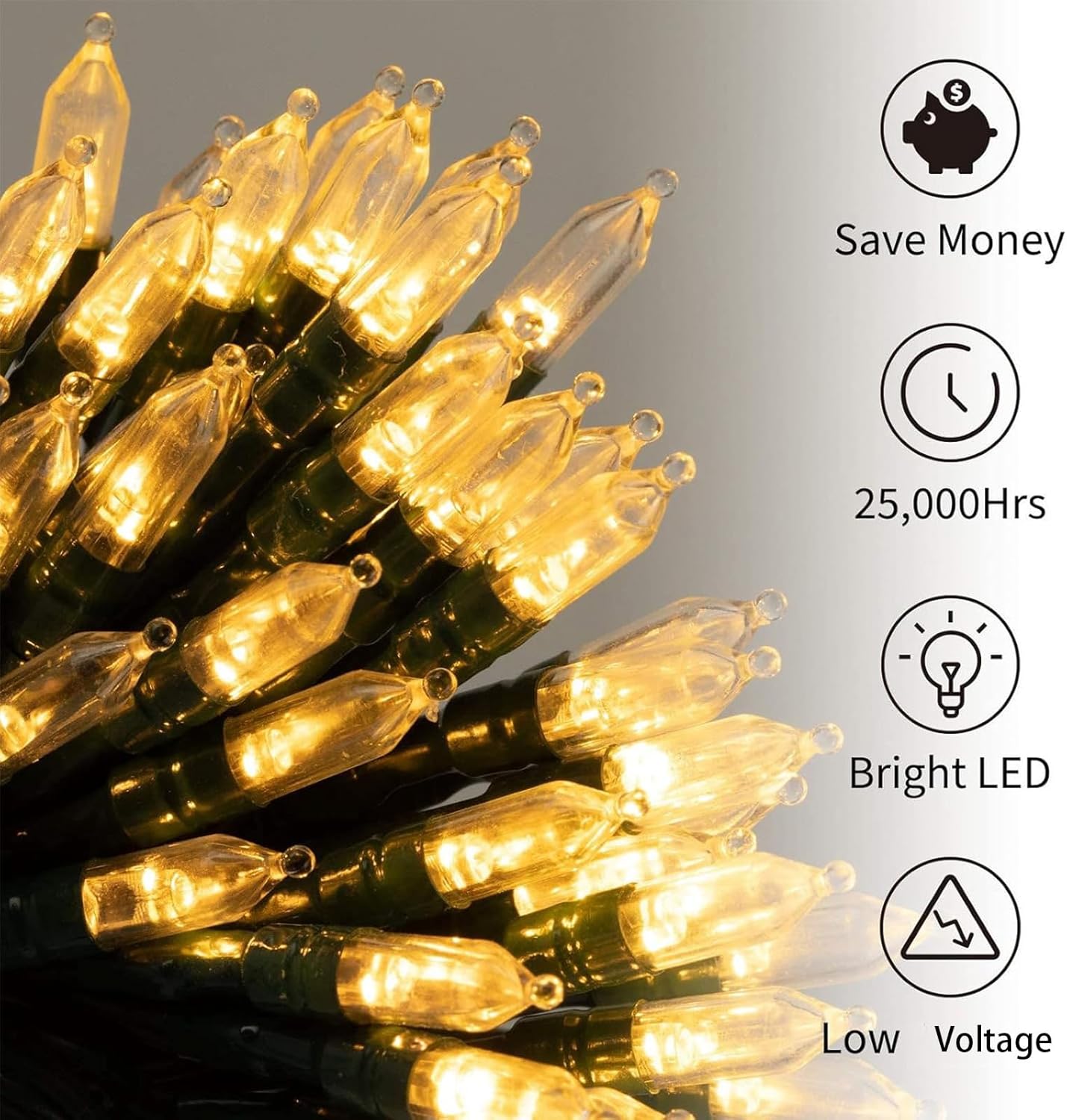 50 led bulbs per 18-foot strand with 3.94-inch spacing