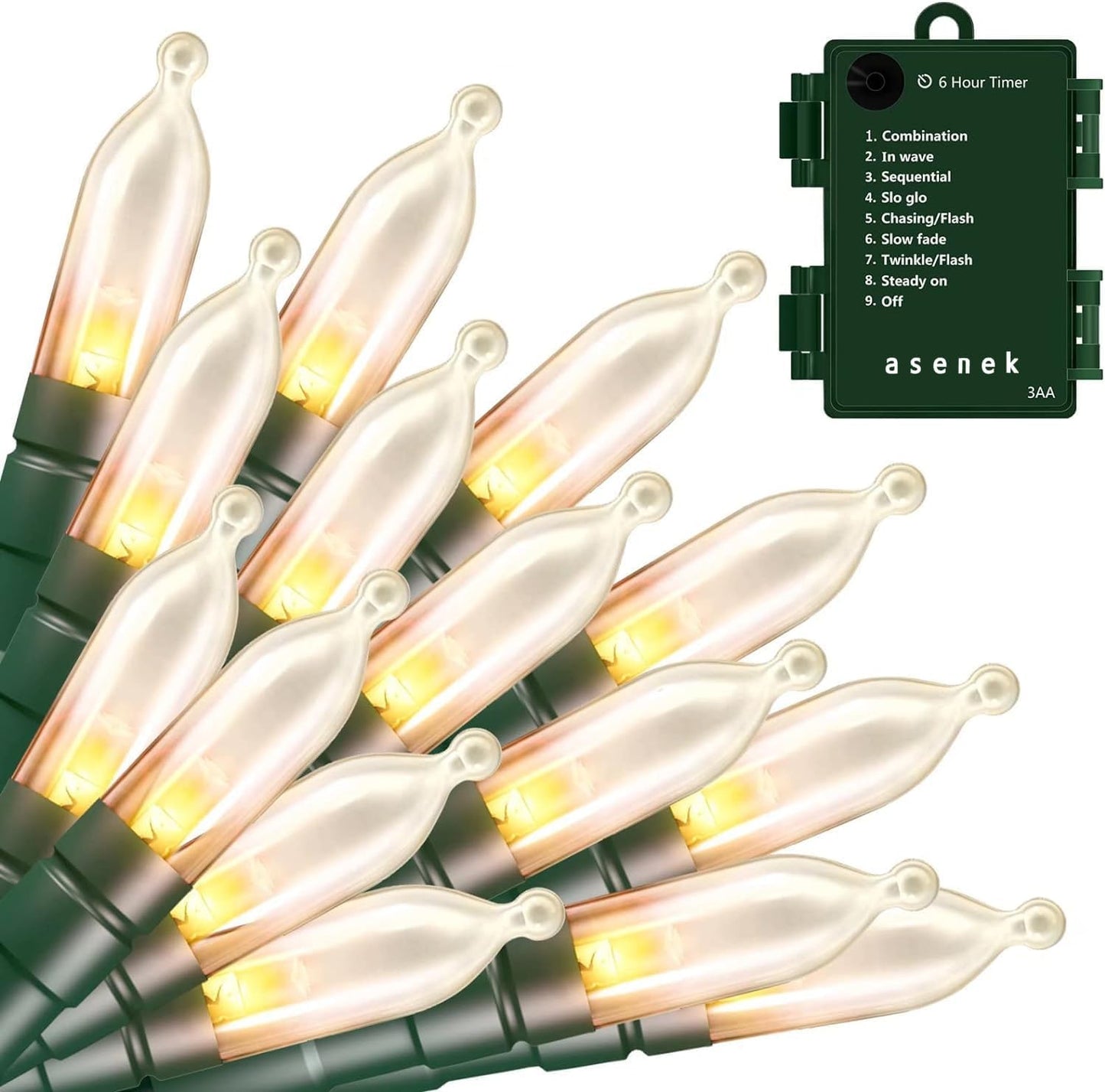 50 or 100 led count options on an 18ft+ wire length