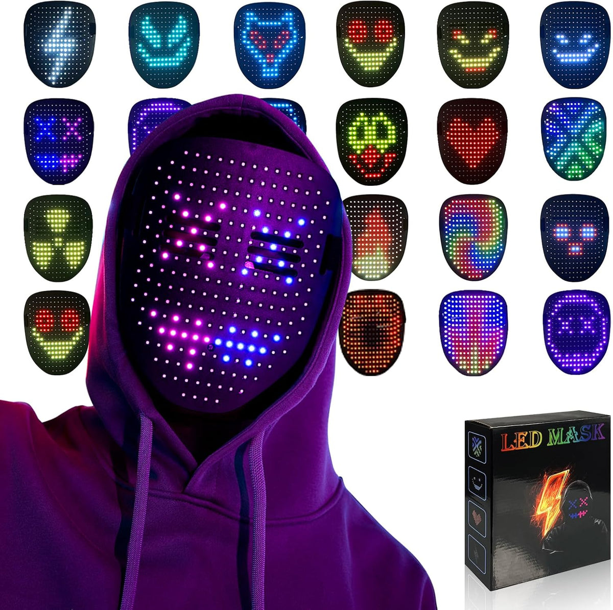50 selectable glowing led patterns and animations