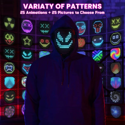 50 selectable led face-transforming patterns