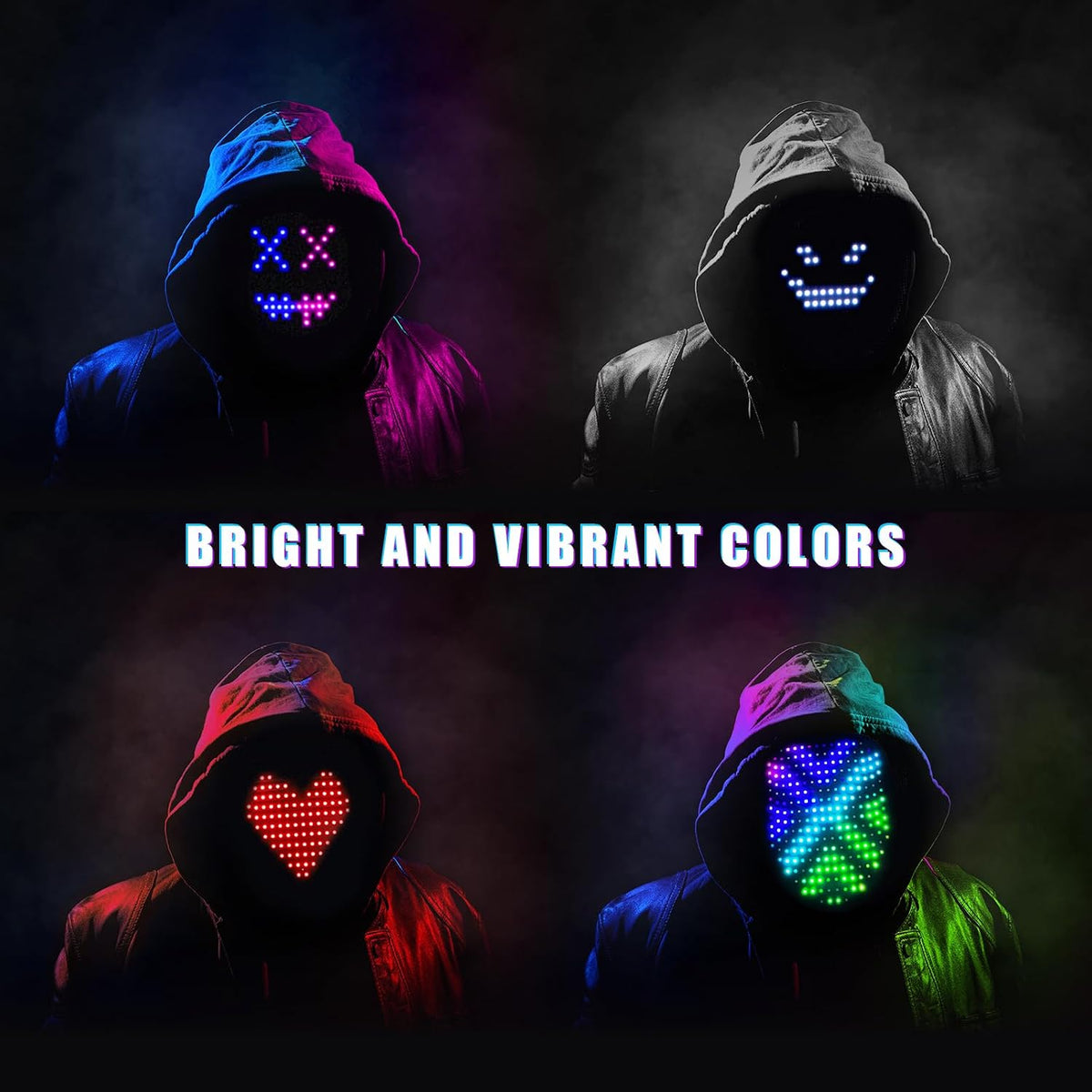 Mr.Pang Light Up Festival Mask – Hands-Free LED Costume Prop for Outdoor Raves, Parades, and Night Runs