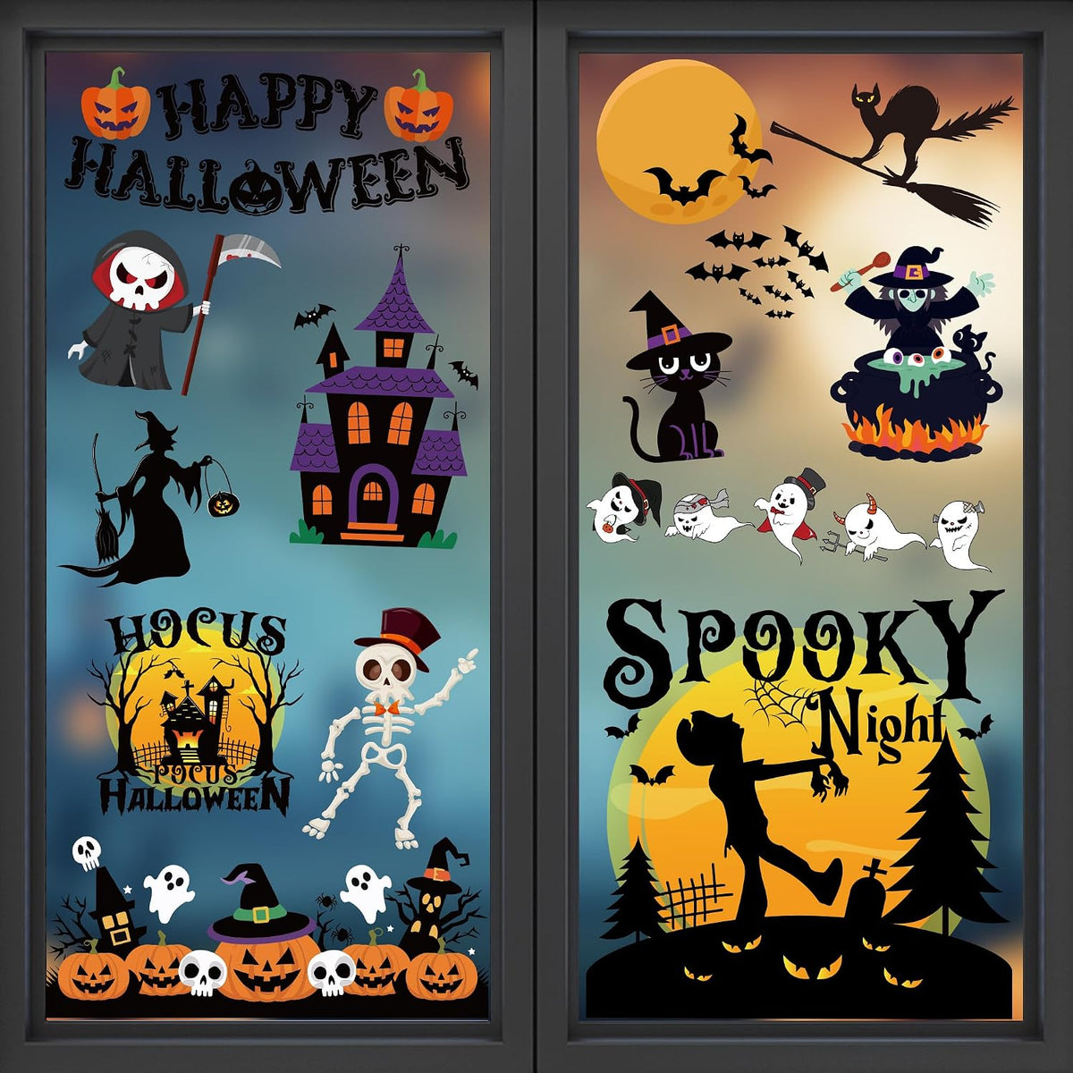 Bexlea Halloween Window Clings – Fun Holiday Gift for Coworkers and Neighbors, Office Party Decoration Pack