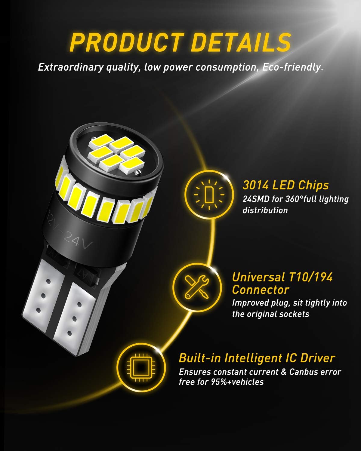 500 lumen output at 6000k xenon white (or red/amber/blue variants)