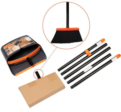 TreeLen Upright Broom with Dustpan – Long-Handle Set for Fast Daily Floor Maintenance in Stores and Cafes