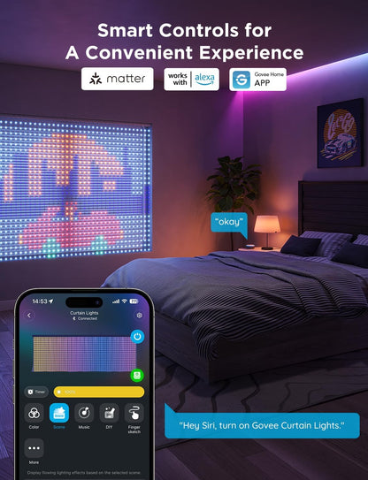 Govee Smart Curtain Lights 2, Smart Wall Lights for Outdoor Decor, Holiday Displays, and Open-Air Gatherings