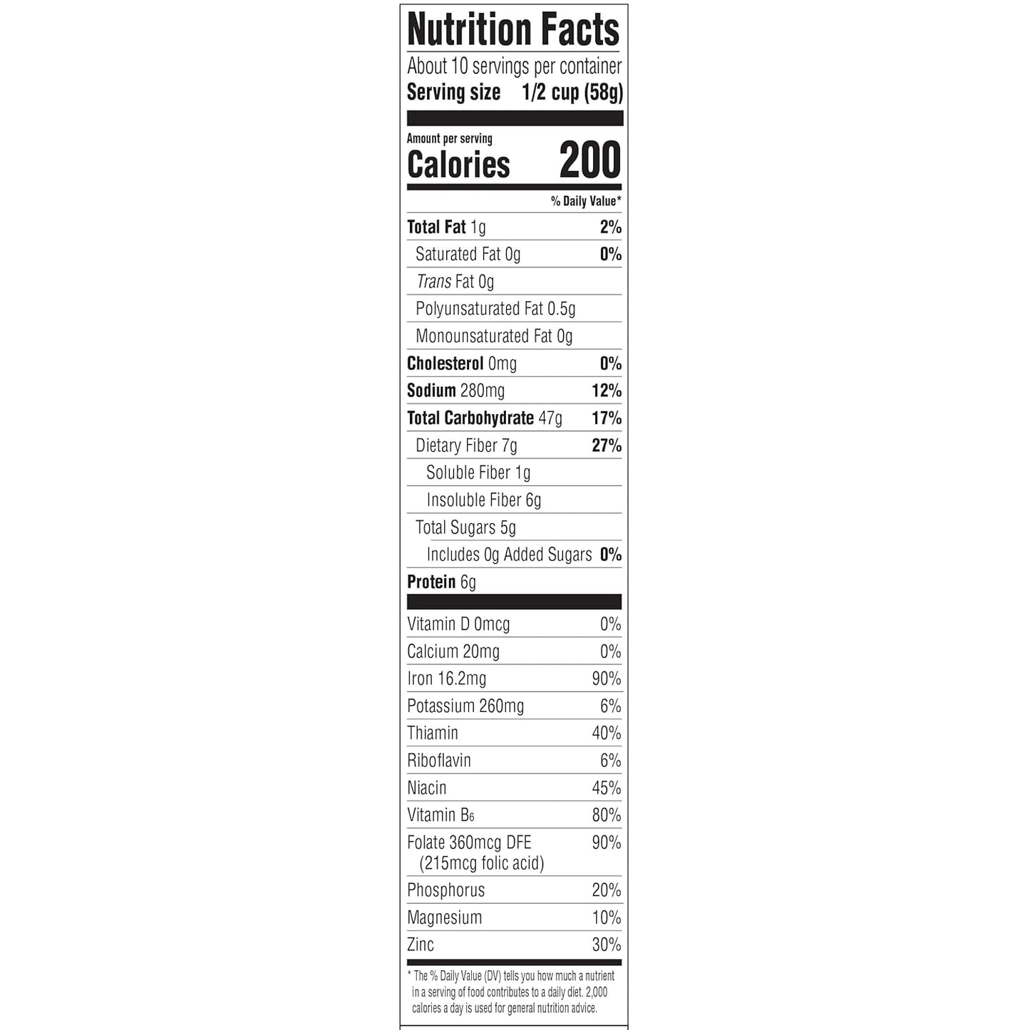 52g of whole grain per serving