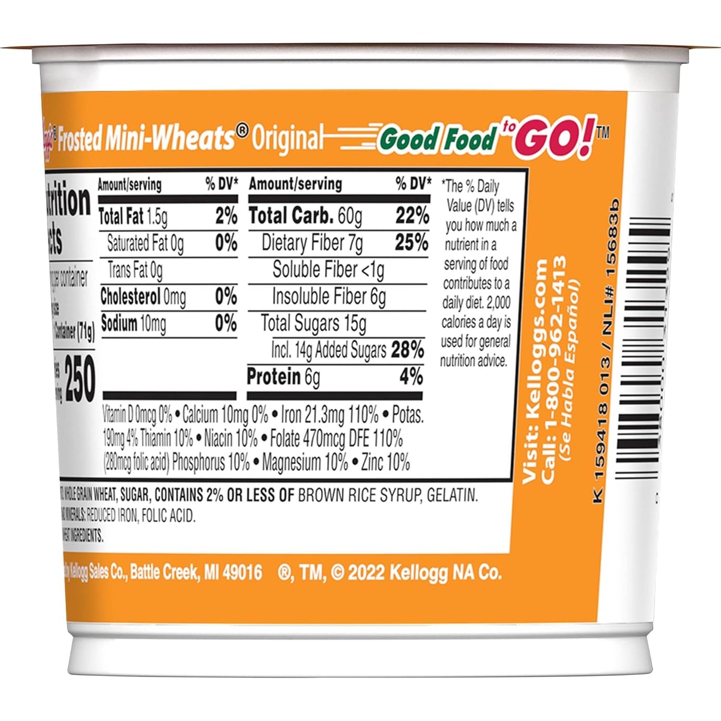 57g whole grain, 7g protein, and 8 vitamins/minerals per serving
