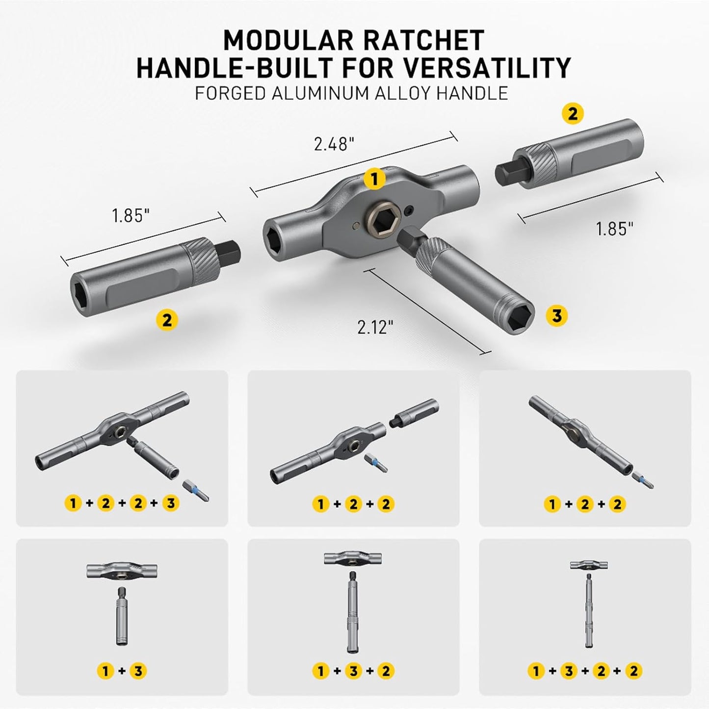 58-tooth ratcheting t-handle delivering up to 50n·m torque output