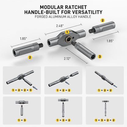 58-tooth ratcheting t-handle delivering up to 50n·m torque output