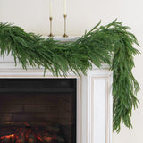 Brand Name 9-Foot Norfolk Pine Garland for Dining Room Table, Front Door Wreath and Cozy Home Decoration