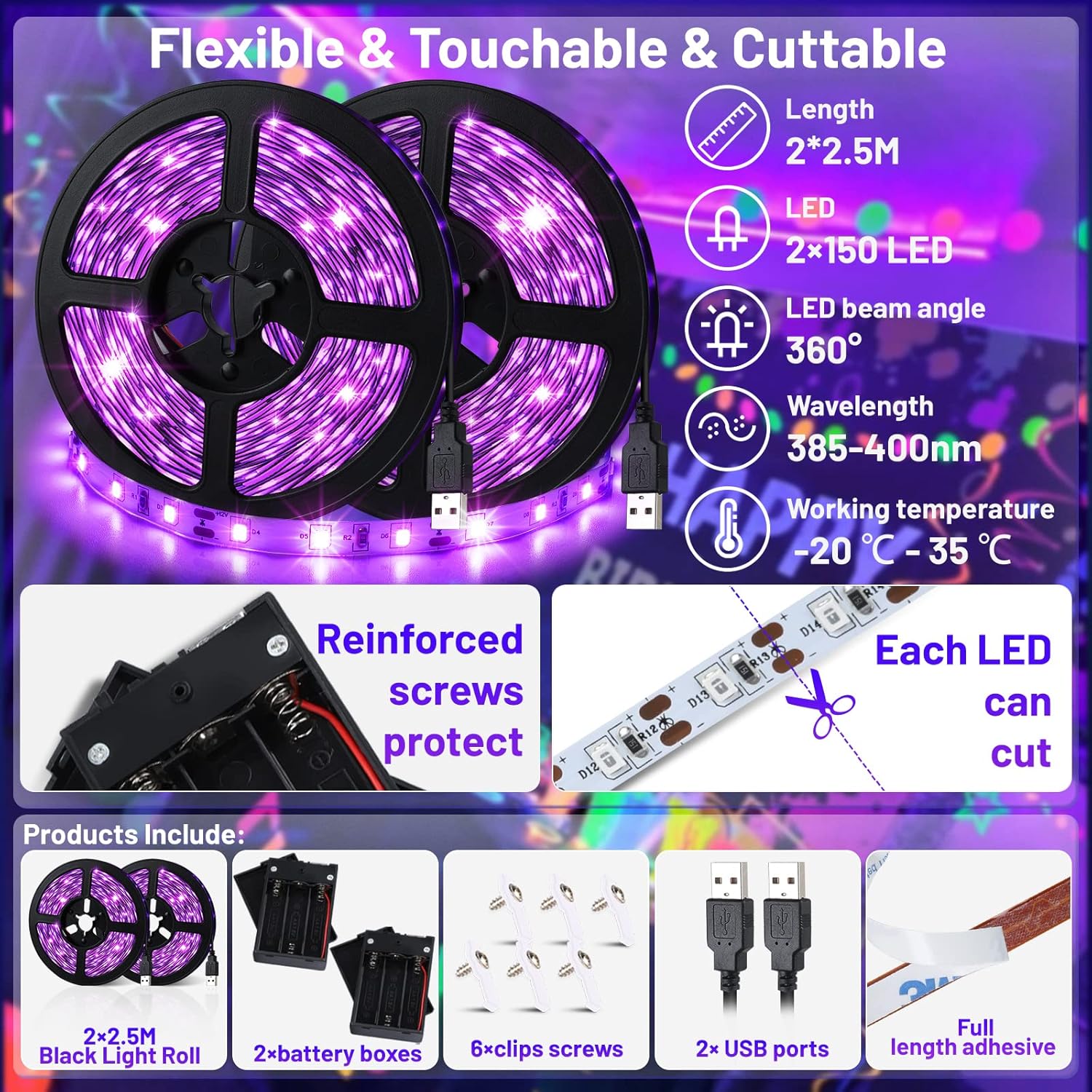 5v dc working voltage with low-heat led technology for safe touch