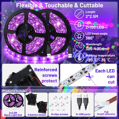 5v dc working voltage with low-heat led technology for safe touch