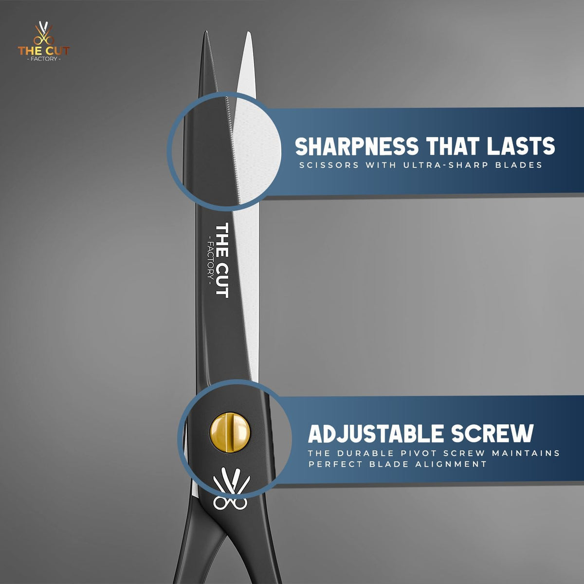 The Cut Factory® Hair Cutting Scissors – Forgiving Micro-Serrated Blade for Mom and Dad Cutting Kids' Hair