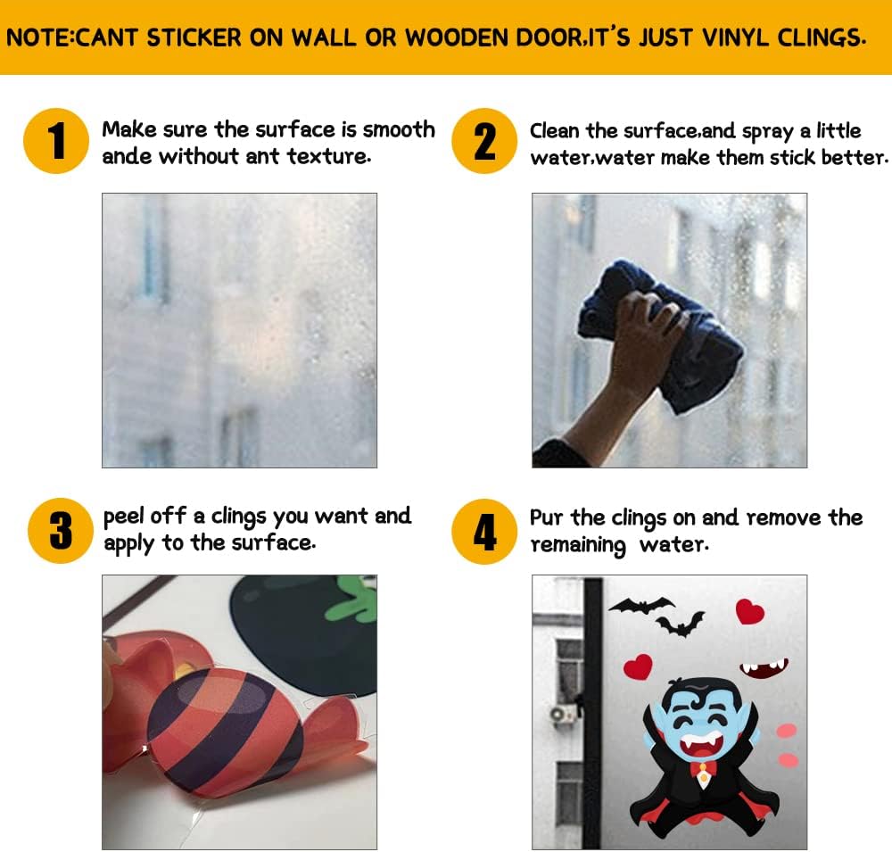 Minimalist Halloween Window Clings - Reusable No-Residue Static Decals for Clutter-Free Seasonal Decor