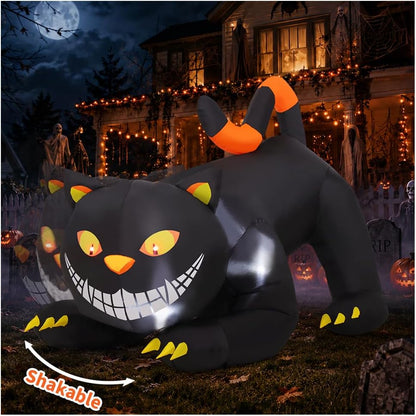 6 ft tall black cat inflatable with shakable head mechanism