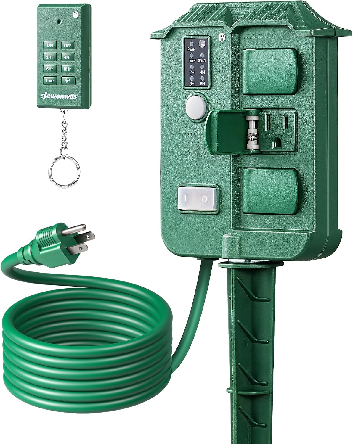 6 grounded outlets with individual waterproof protective covers