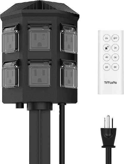 6 grounded outlets with individual waterproof safety covers