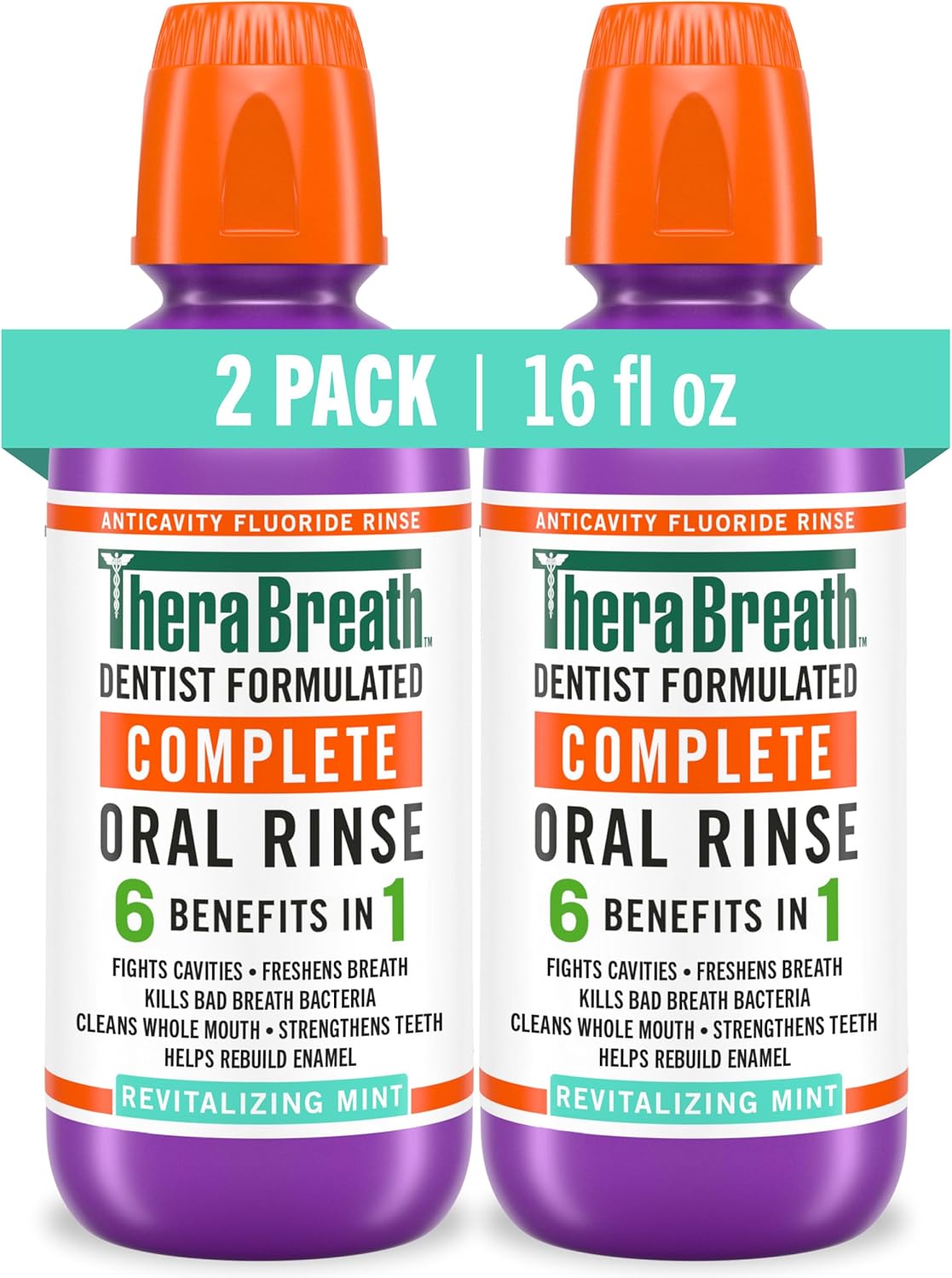 6-in-1 oral rinse: fights cavities, freshens breath, kills bad breath bacteria, cleans whole mouth, strengthens teeth, rebuilds enamel