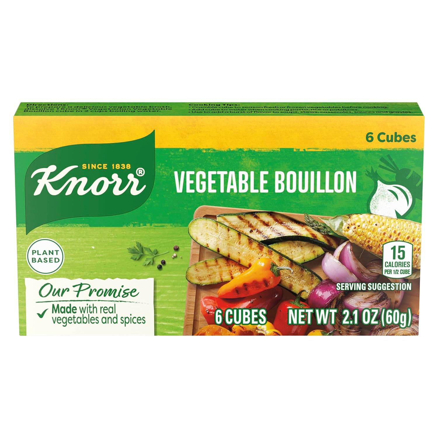6 individually portioned vegetable-flavored bouillon cubes