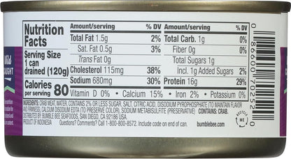 6 oz can yielding 4.25 oz of drained lump crab meat