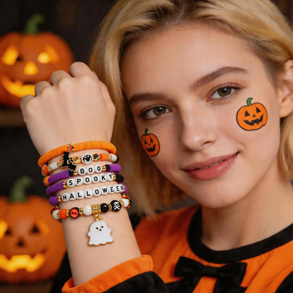OHOME Stretch Halloween Bracelet 6-Pack – Weather Friendly Trick-or-Treat Accessories for Outdoor Costume Walks and Parades