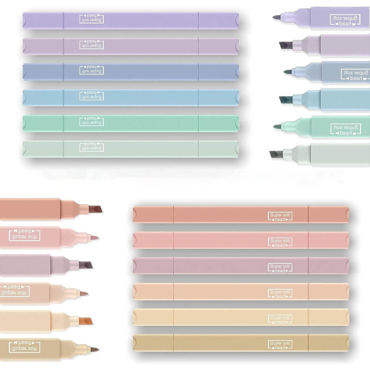 6-piece set of assorted pastel/aesthetic colored highlighters