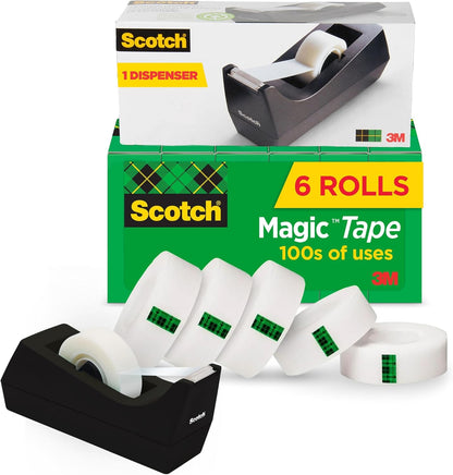 6 rolls of 3/4" x 1000" invisible scotch magic tape