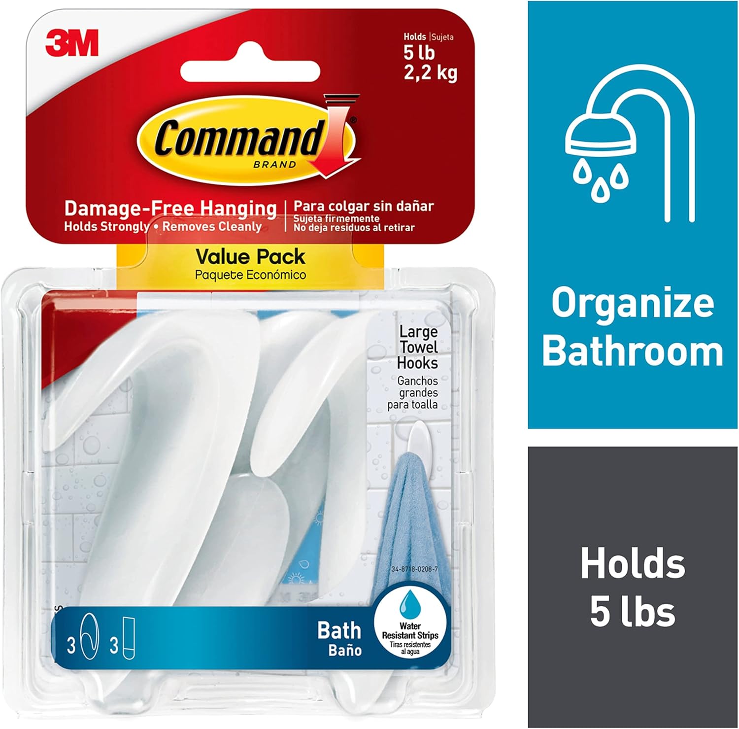 6 water-resistant command adhesive strips engineered for wet environments