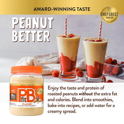 60 calories per serving with 87% less fat than traditional peanut butter