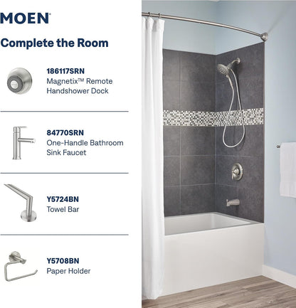 Moen Magnetix Dual Shower with One-Handed Wand Return, Safer Showering Solution for Mobility Limited Adults