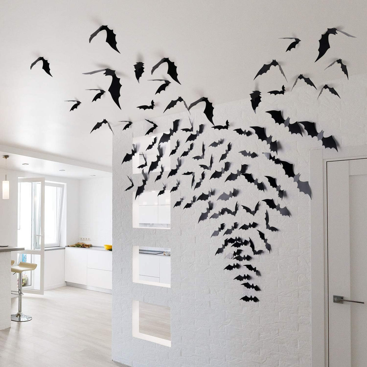 Coogam DIY 3D Bat Wall Display 60PCS – Creative Halloween Gift for Craft Lovers, Adjustable PVC Bat Stickers