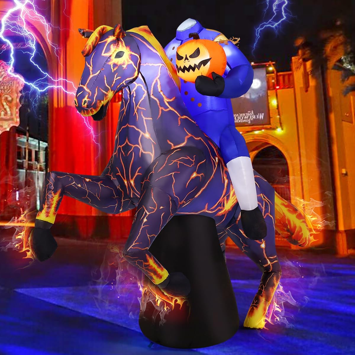 6ft long headless horseman with lightning horse design