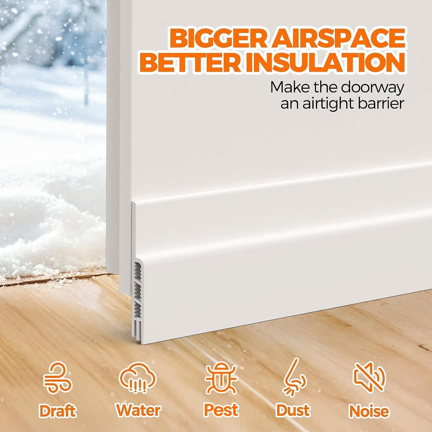 6mm thickness with ability to fill gaps up to 1 inch under doors