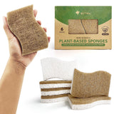 AIRNEX Natural Kitchen Sponge for Minimalist Studio Apartments, Non-Scratch Cellulose and Coconut Dish Cleaner