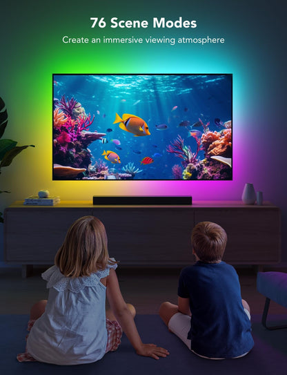 7.8ft strip length with included cable clips sized for 40-50 inch tv perimeters
