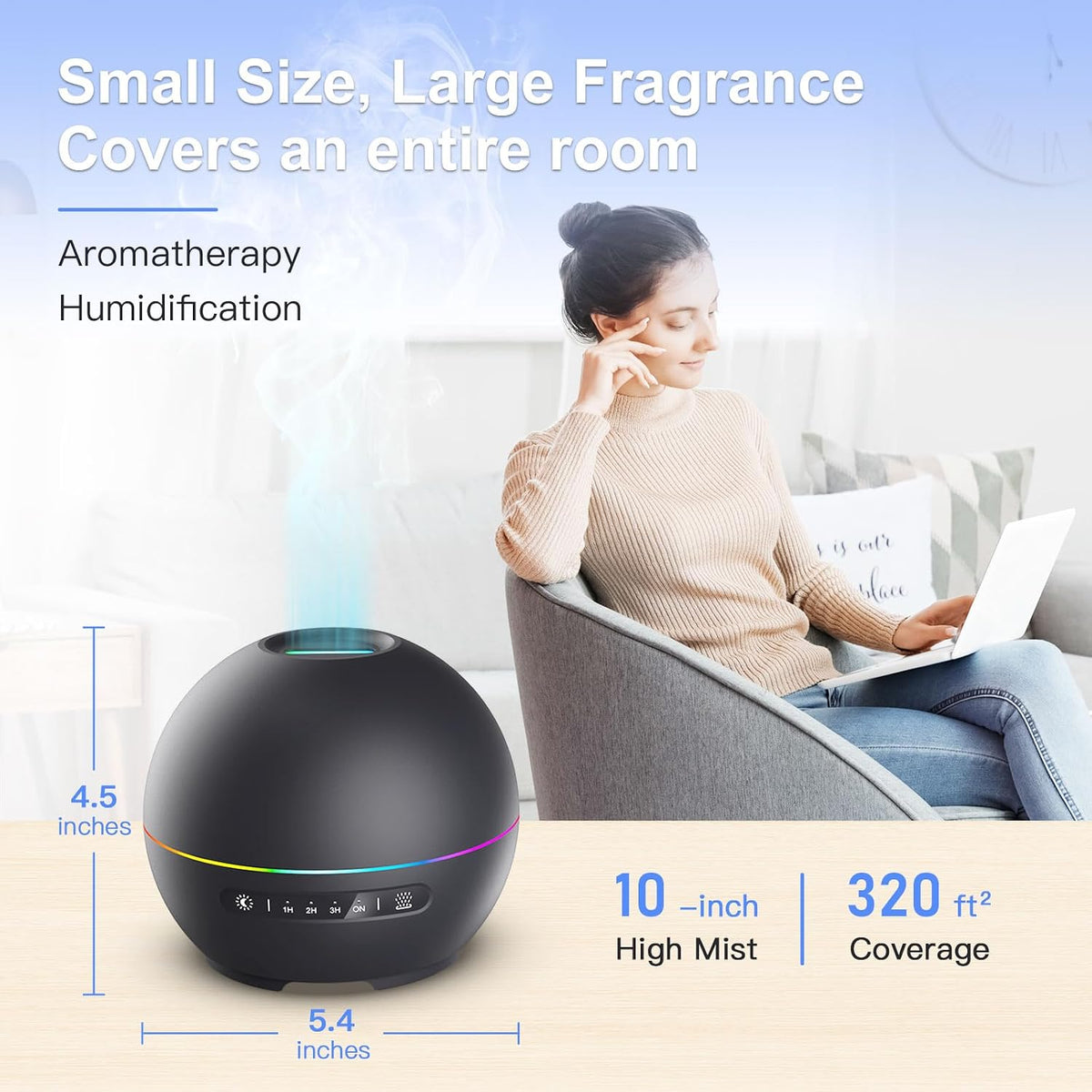 7-color led night light with optional on/off independent of mist
