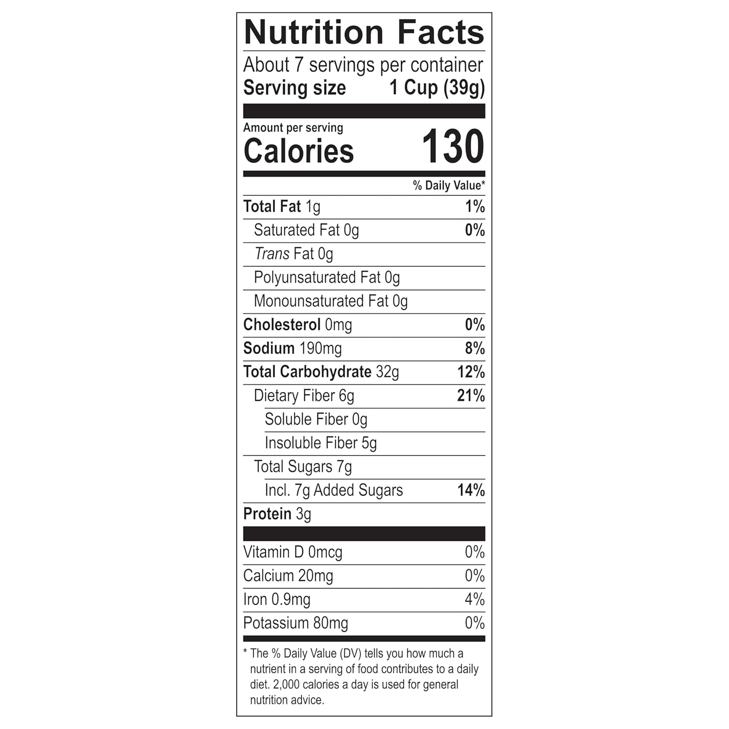 7 grams of sugar per serving