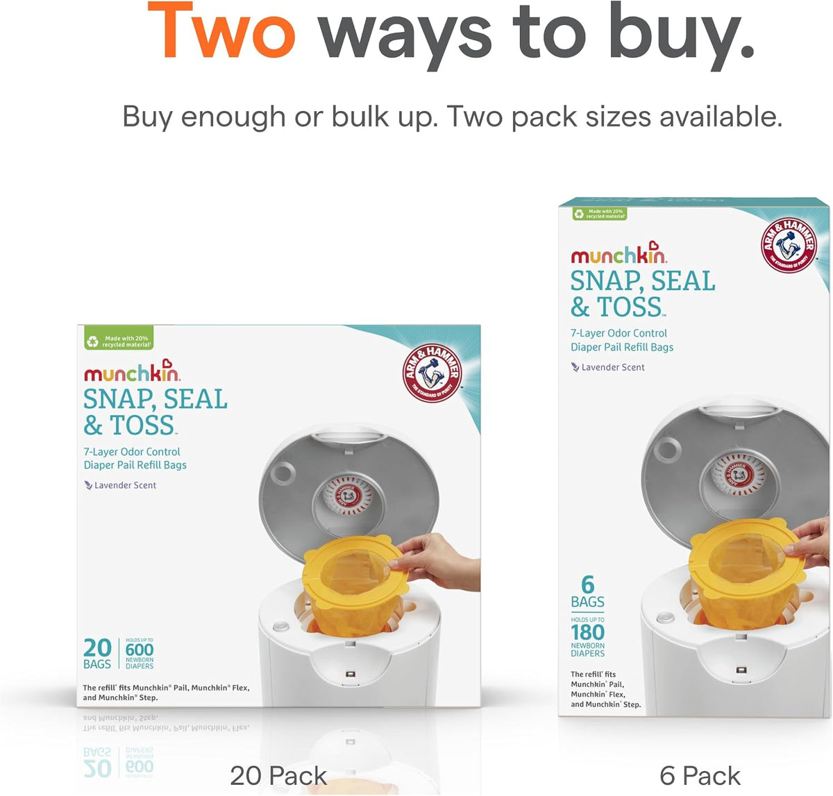 Munchkin Lavender Scented Diaper Pail Bags – Wellness-Focused Nursery Odor Neutralizer for Infants